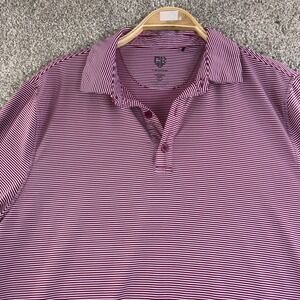 Graham‎ Luxe Golf Polo Shirt Men L Burgundy Stripe Performance Dry Fit Golfcore